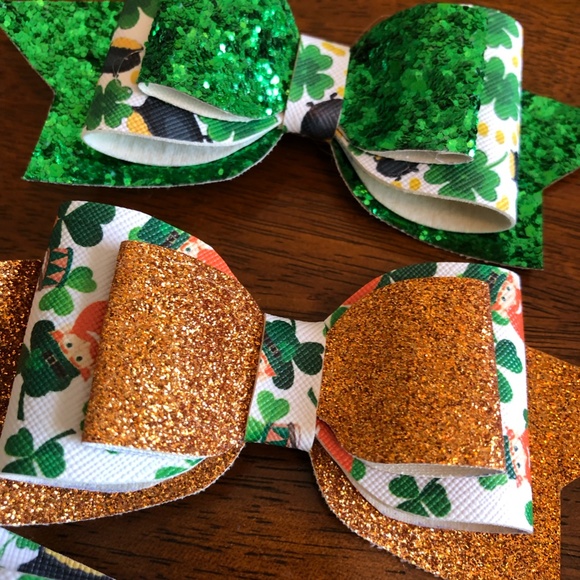 St. Patricks Day Irish Bow Set ~ 4 Pieces - Picture 4 of 7
